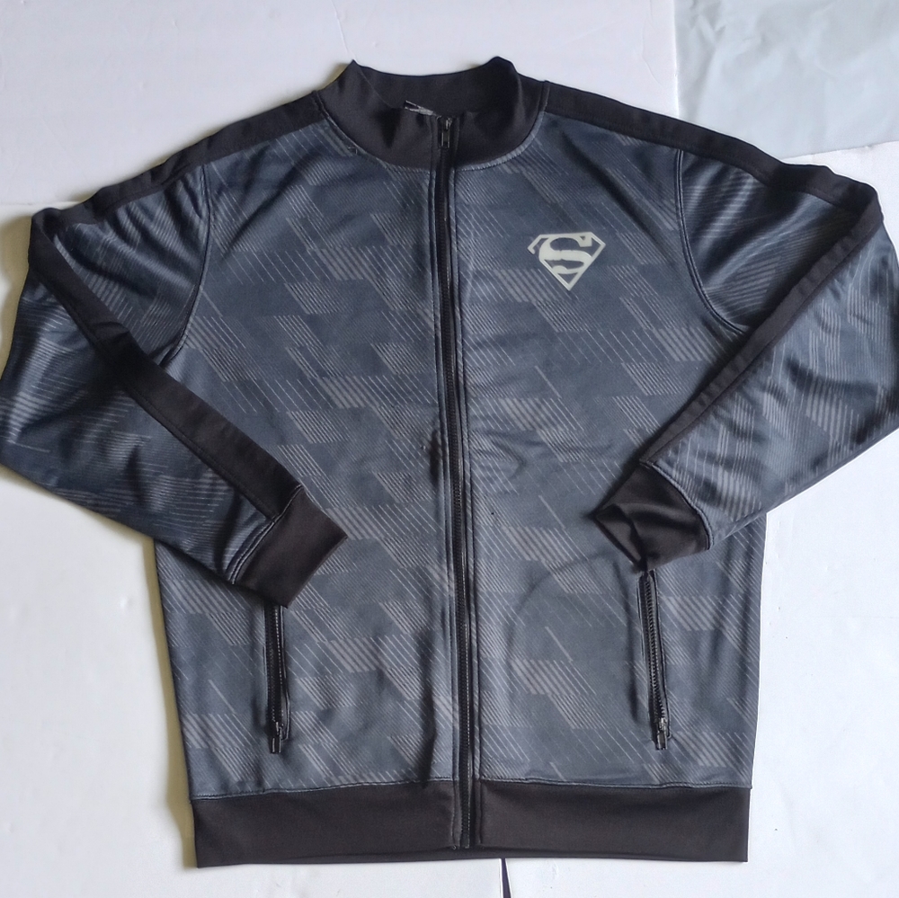 Superman light casual zip up jacket. Light blue.